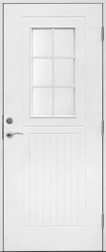 Ytterdør Saga 100x210 cm med glass hvit høyre v:7664546