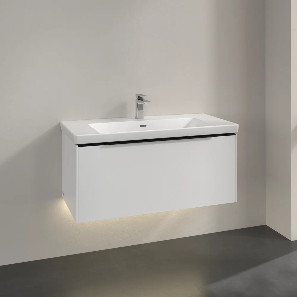 V&B SUBWAY 3.0 SERVANTSKAP 97X42 BRILLIANT WHITE M/LYS HÅNDTAK I VOLCANO BLACK v:7482032