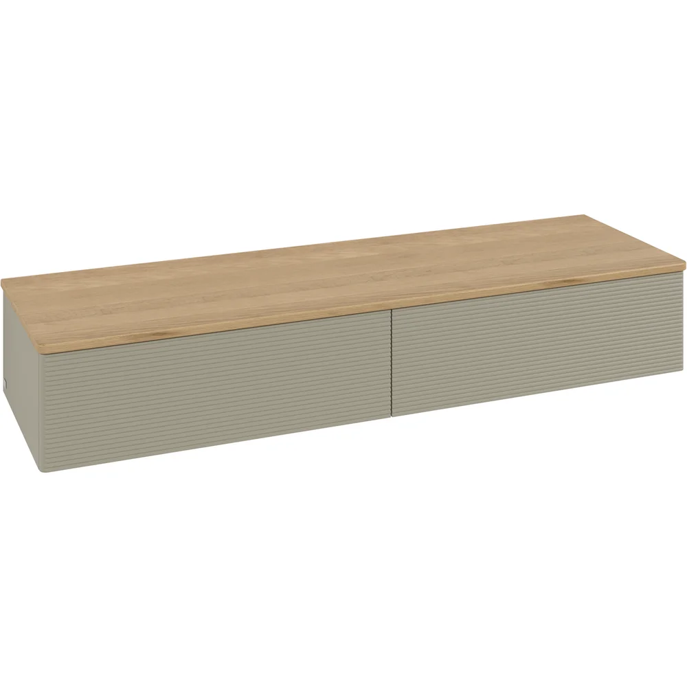 V&B ANTAO SIDESKAP 2 SKUFFER RILLET 1600X268X500 STENGRÅ/EIK v:5784143
