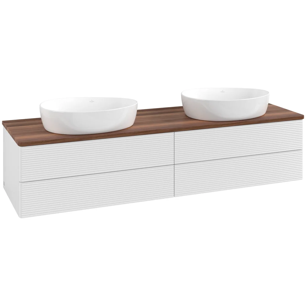 V&B ANTAO SERVANTSKAP 4 SKUFFER RILLET 1600X360X500 FOR 2 SERV. U/KRANHULL HVIT/VALNØTT v:6562172