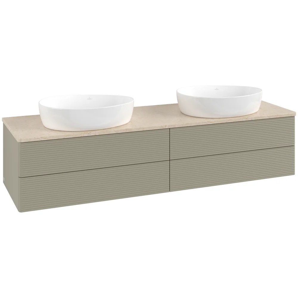 V&B ANTAO SERVANTSKAP 4 SKUFFER RILLET 1600X360X500 FOR 2 SERV. U/KRANHULL STENGRÅ/CRÉME v:5410939