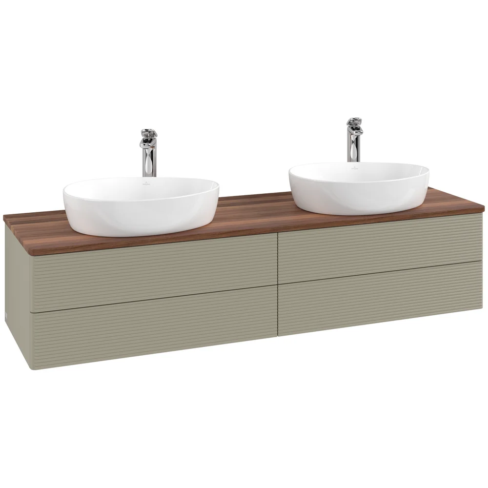 V&B ANTAO SERVANTSKAP 4 SKUFFER RILLET 1600X360X500 FOR 2 SERV. M/KRANHULL STENGRÅ/VALNØTT v:4236956