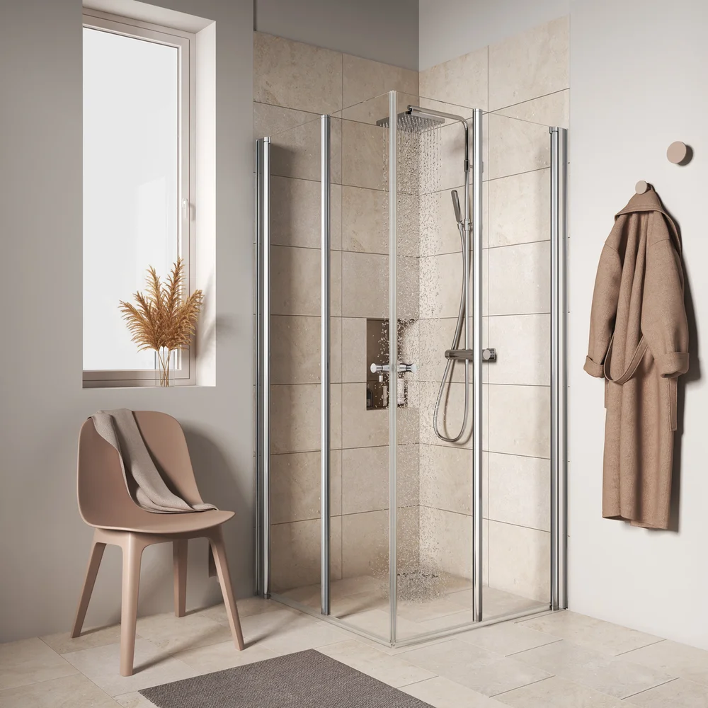 CELESTE MH200 LEDDET DUSJDØR 80X190CM VENSTRE KROM M/SIKKERHETSFOLIE v:5908353