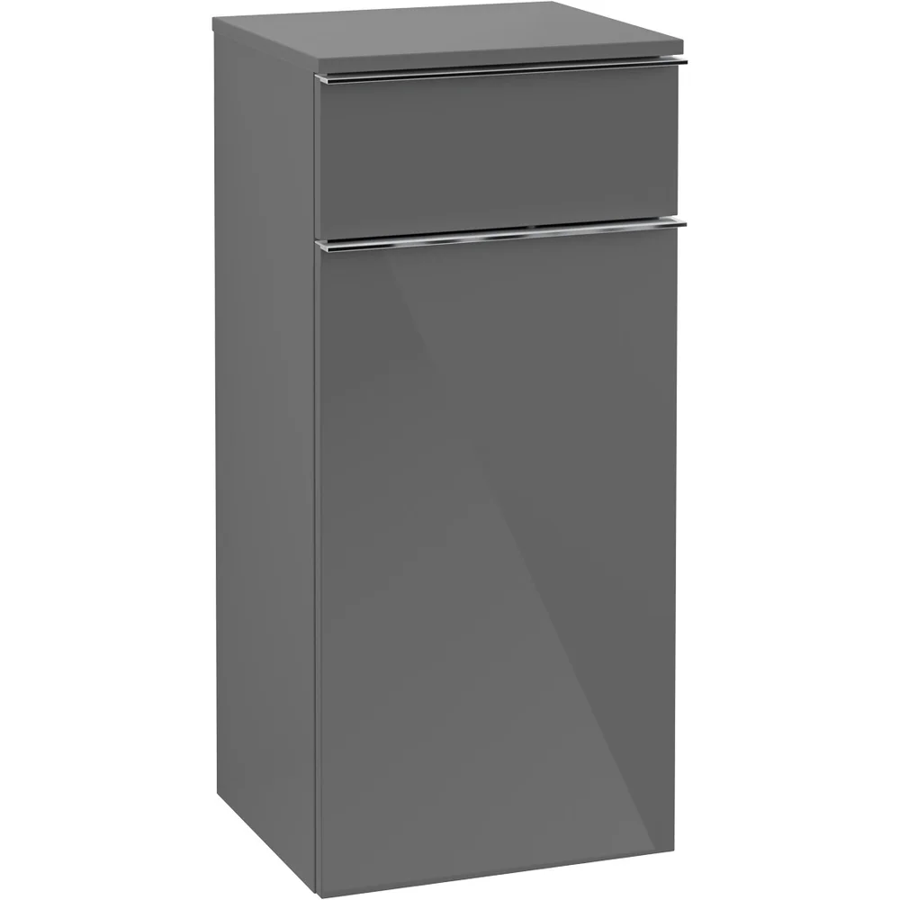 VILLEROY & BOCH VENTICELLO SIDESKAP HØYRE GRÅ HØYGLANS M/1 DØR & 1 SKUFF, 404 X 866 X 347 MM v:9235666