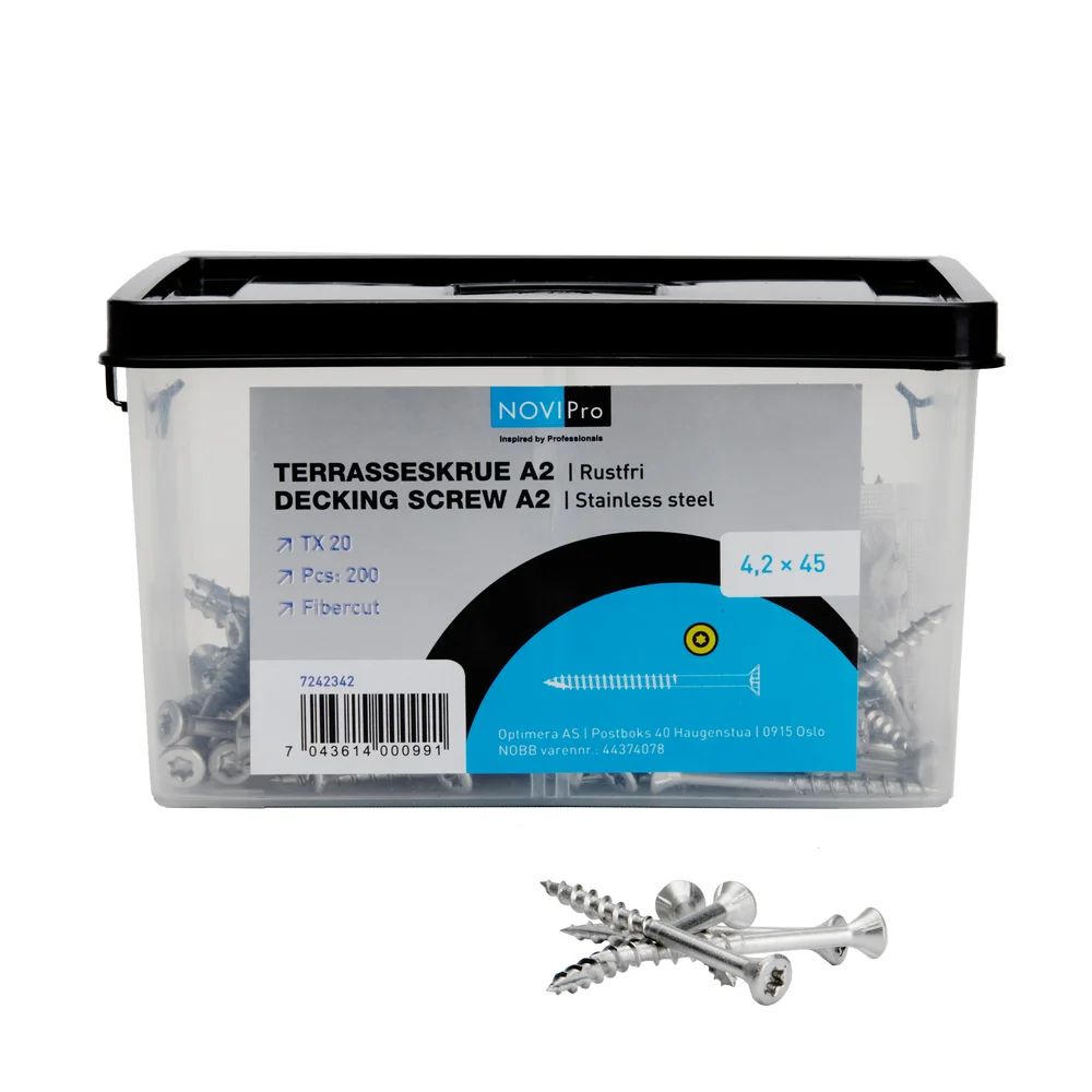 Terrasseskrue A2 Rustfri 4,2×45 mm a 200 stk torx 20 v:6750084 Terrasseskrue A2 Rustfri 4,2×45 mm a 200 stk torx 20 v:6750084