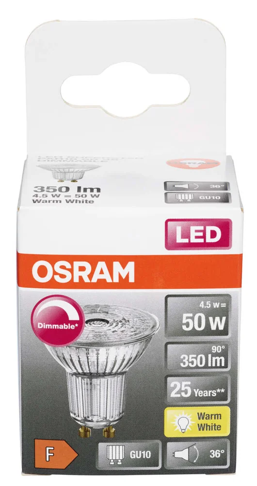 OSRAM LEDSPOT 50 4,5W GU10 DIM v:2438908 OSRAM LEDSPOT 50 4,5W GU10 DIM v:2438908