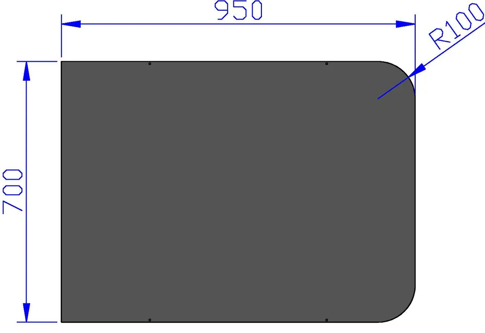 Gulvplate peis stål sort 700 x 950 mm v:3840258