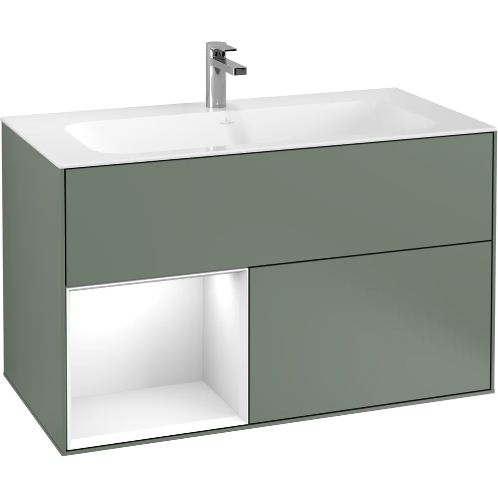 V&B FINION SERVANTSKAP 100 OLIVEN MATT LAKK M/LYS, VENSTRESTILT HVIT HYLLE v:2974341