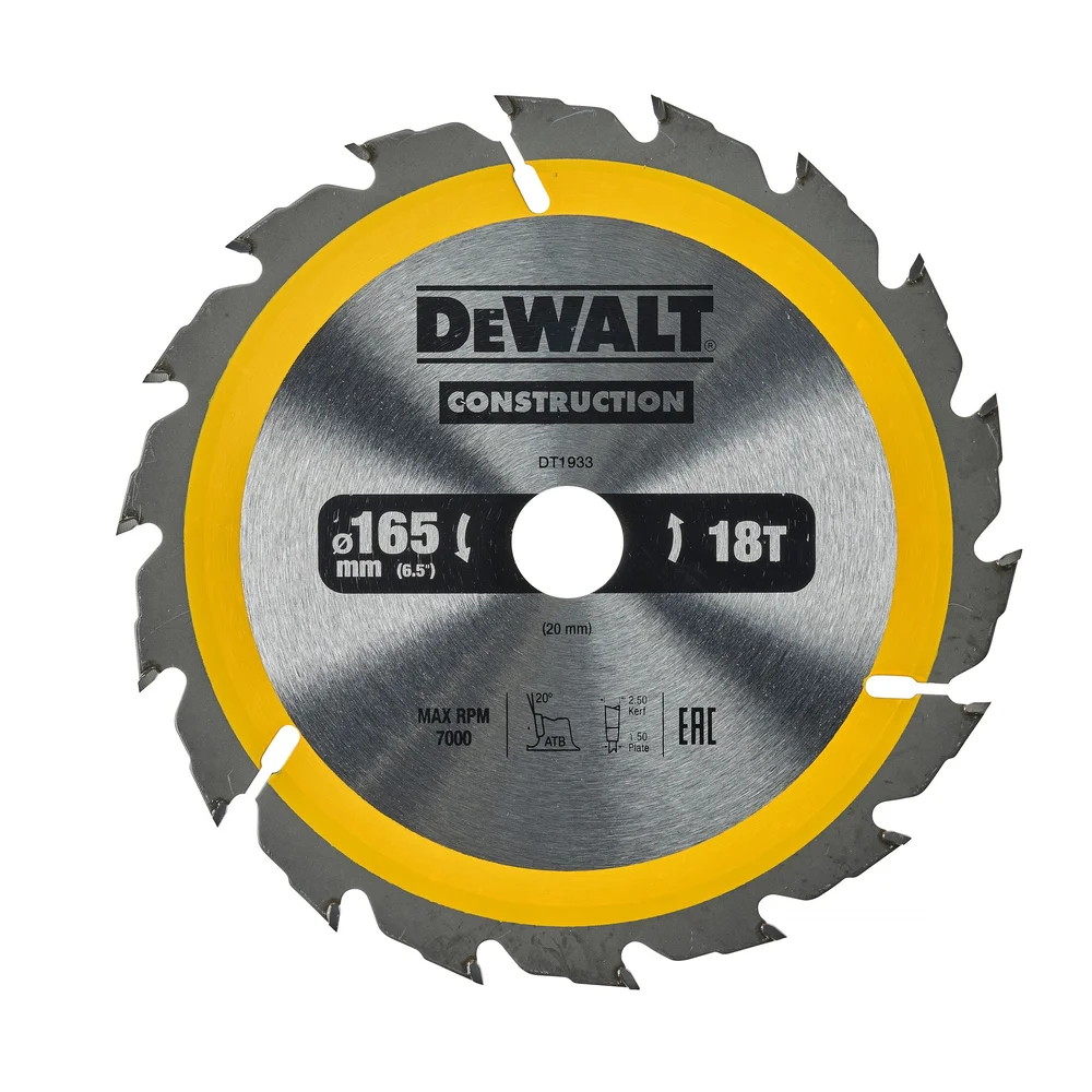 Dewalt Sirkelsagblad for tre og komposittmaterialer, 165x20 mm, 18T, DT1933 v:5252660