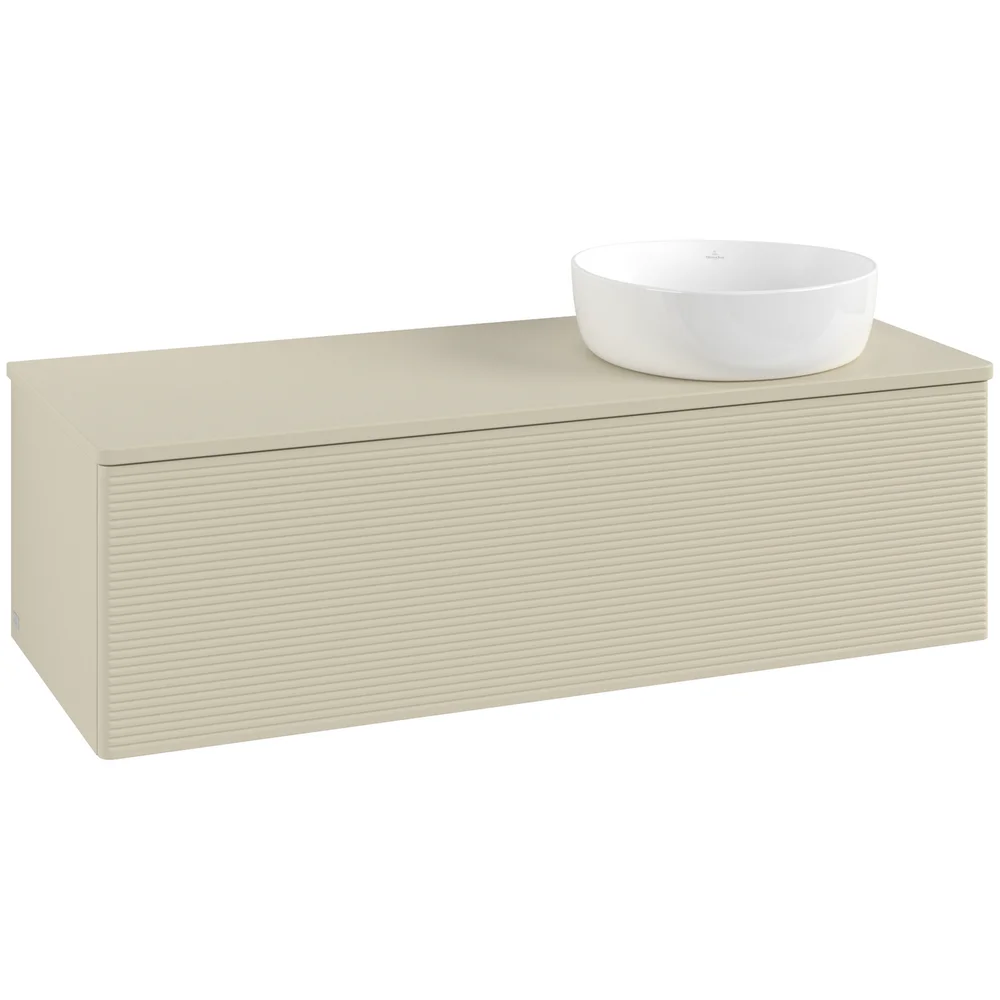 V&B ANTAO SERVANTSKAP 1 SKUFF RILLET 1200X360X500 HØYRE U/KRANHULL SILKEGRÅ v:9355825