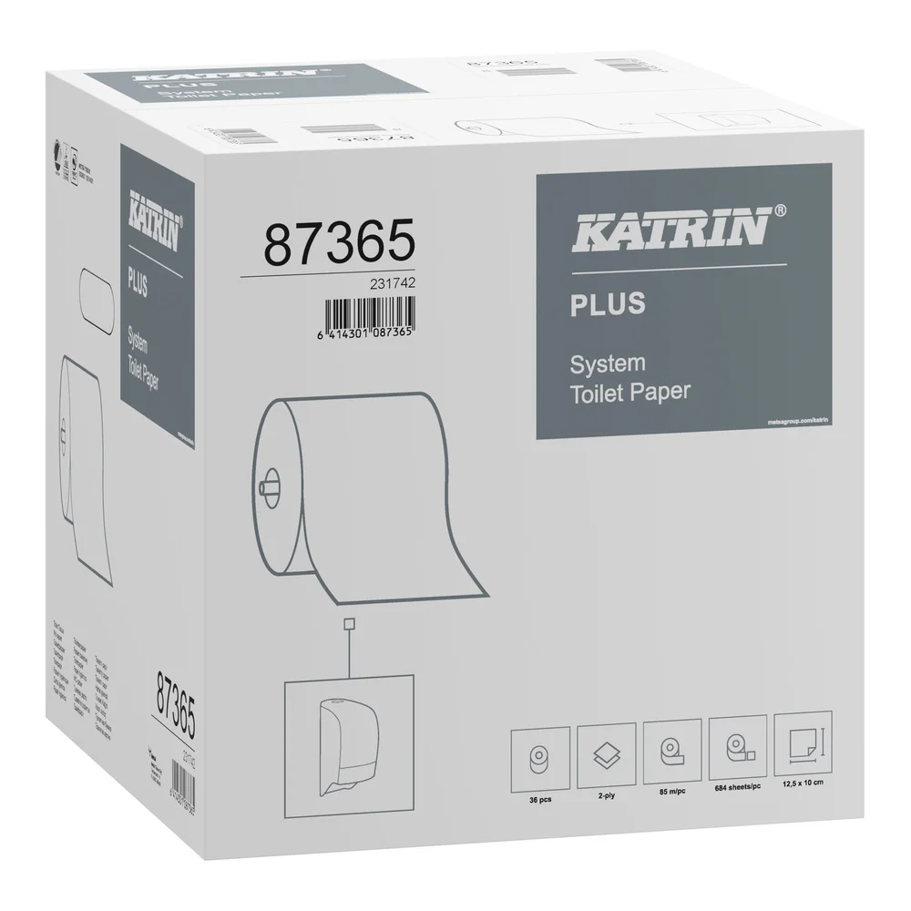 KATRIN TOALETTPAPIR PLUS SYSTEM HVIT 36RL 85,5M/RL 87365 v:2640522 KATRIN TOALETTPAPIR PLUS SYSTEM HVIT 36RL 85,5M/RL 87365 v:2640522