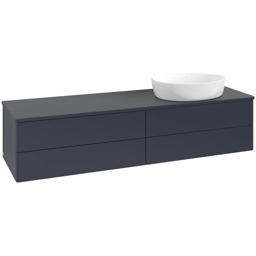 V&B ANTAO SERVANTSKAP 4 SKUFFER GLATT 1600X360X500 HØYRE M/KRANHULL BLÅ v:9352874