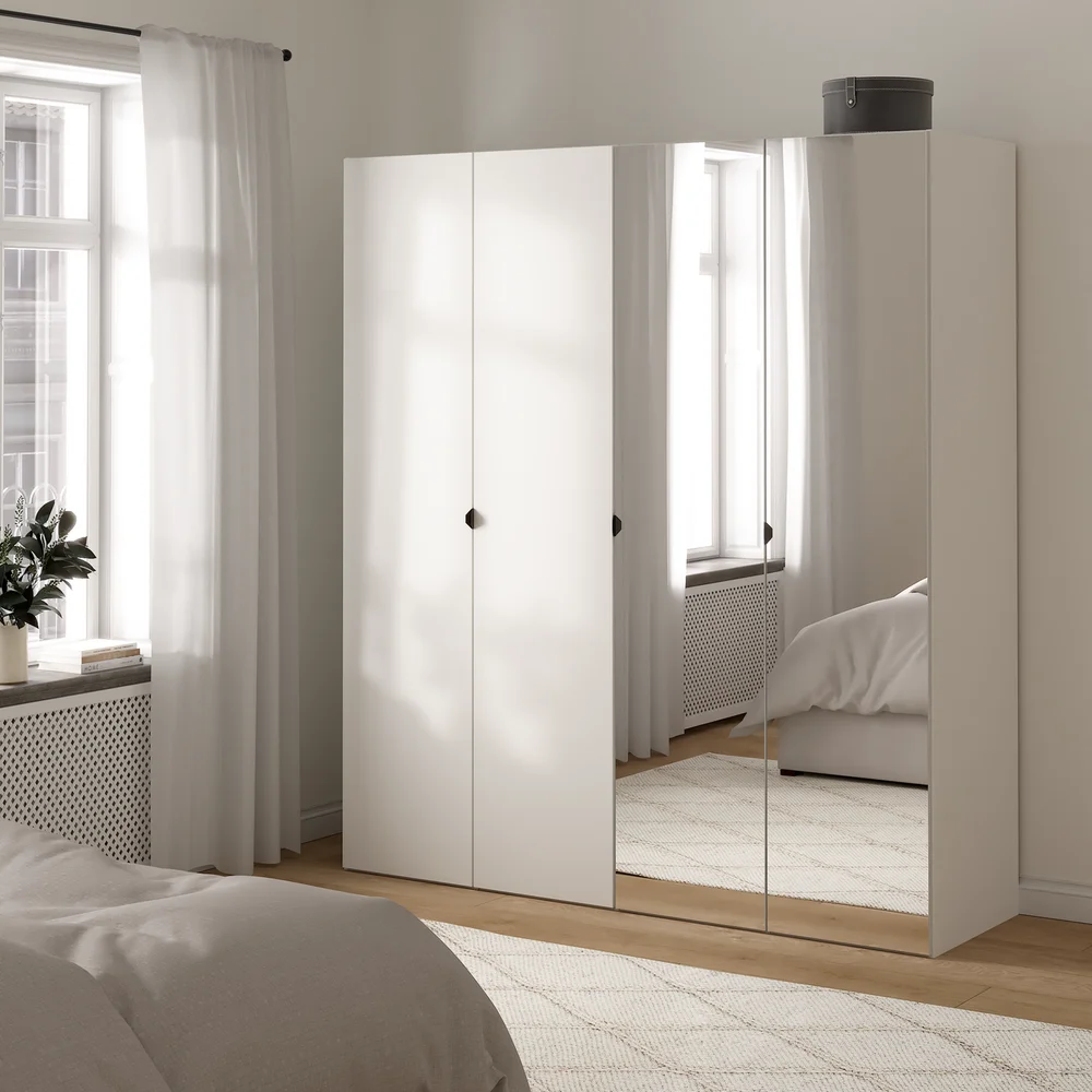 LIND NEST GARDEROBESKAP 200X220X60CM HVIT MED SPEIL v:2515925
