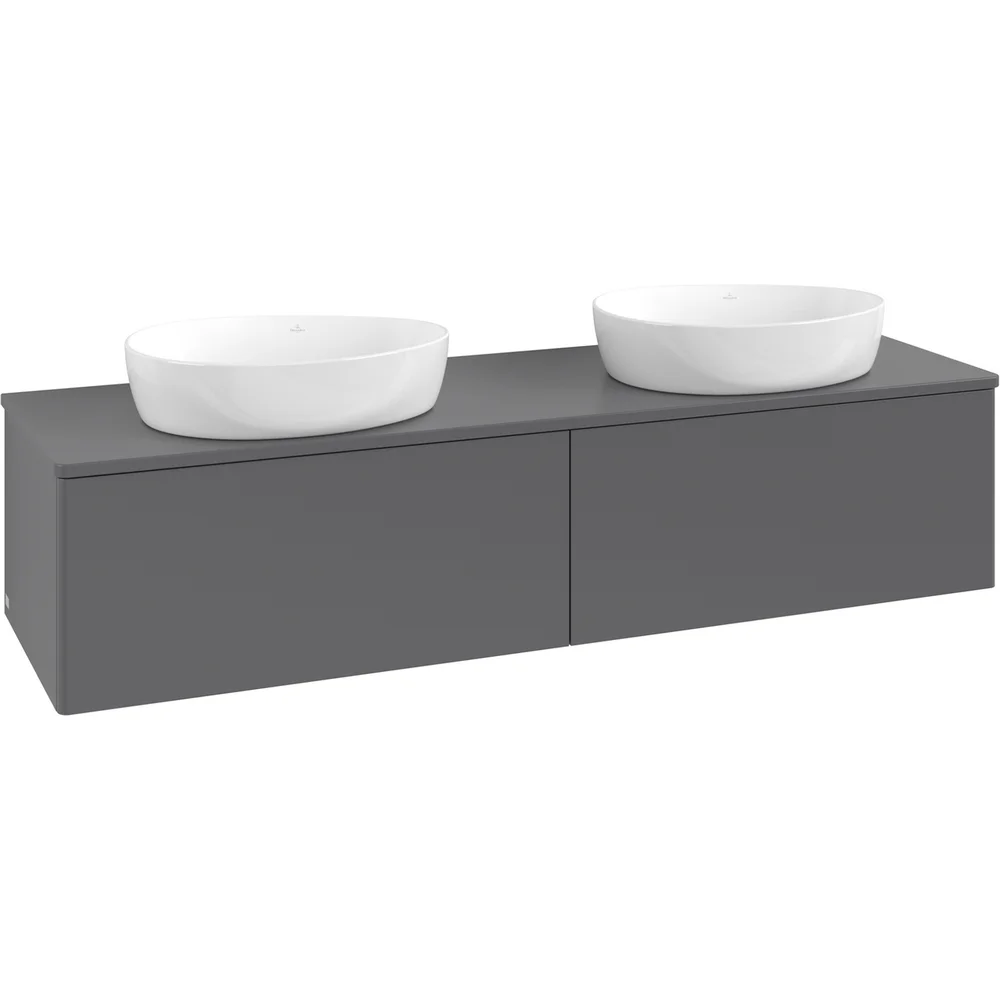 V&B ANTAO SERVANTSKAP 2 SKUFFER GLATT 1600X360X500 FOR 2 SERV. U/KRANHULL M/LYS ANTRASITT v:3969585