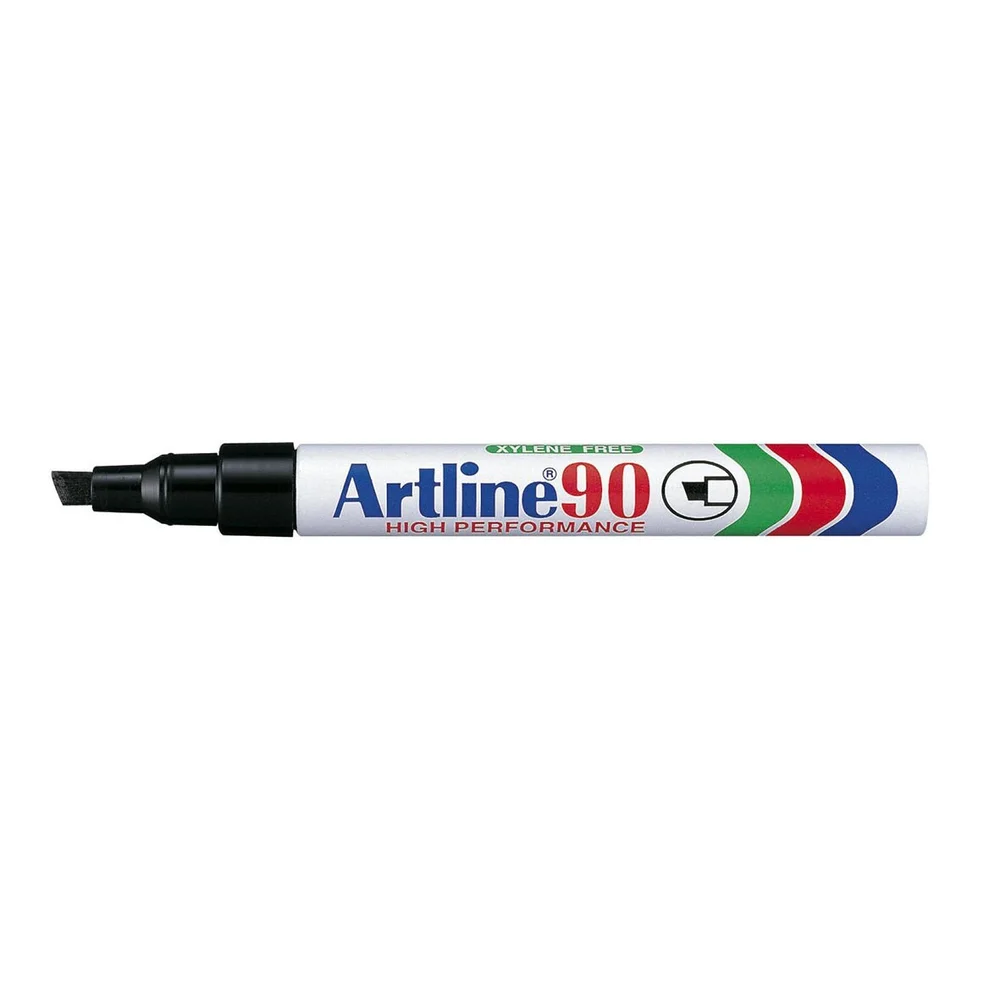 Artline Merke penn 90, 2-5 mm kuttet spiss, svart, 4-pack v:2767507