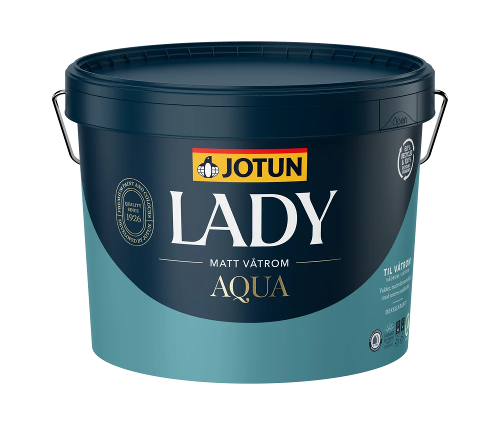 Jotun LADY Aqua matt c-base base 9 l – våtromsmaling v:1905131 Jotun LADY Aqua matt c-base base 9 l – våtromsmaling v:1905131