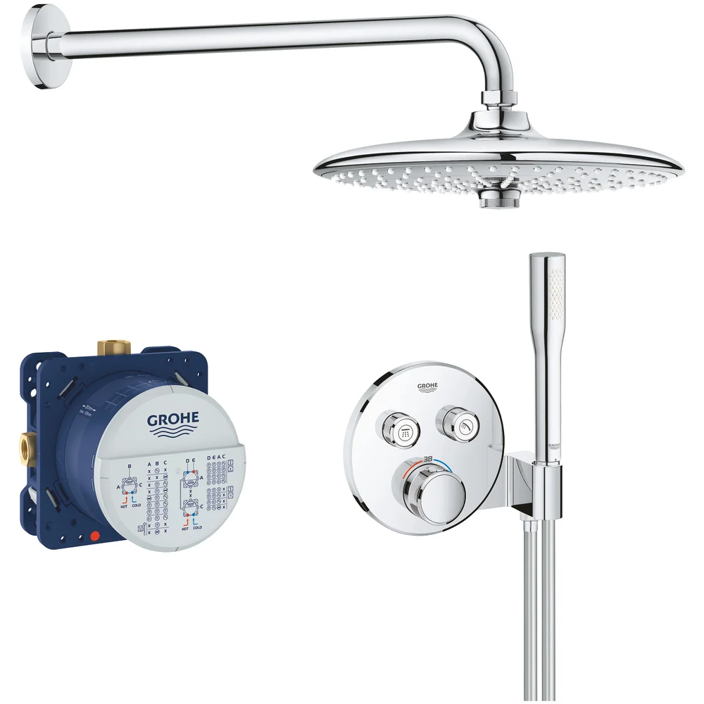 GROHE GROHTHERM SMARTCONTROL PERFECT INNBYGGINGSSYSTEM MED VEGGDUSJ OG HÅNDDUSJ v:5107050