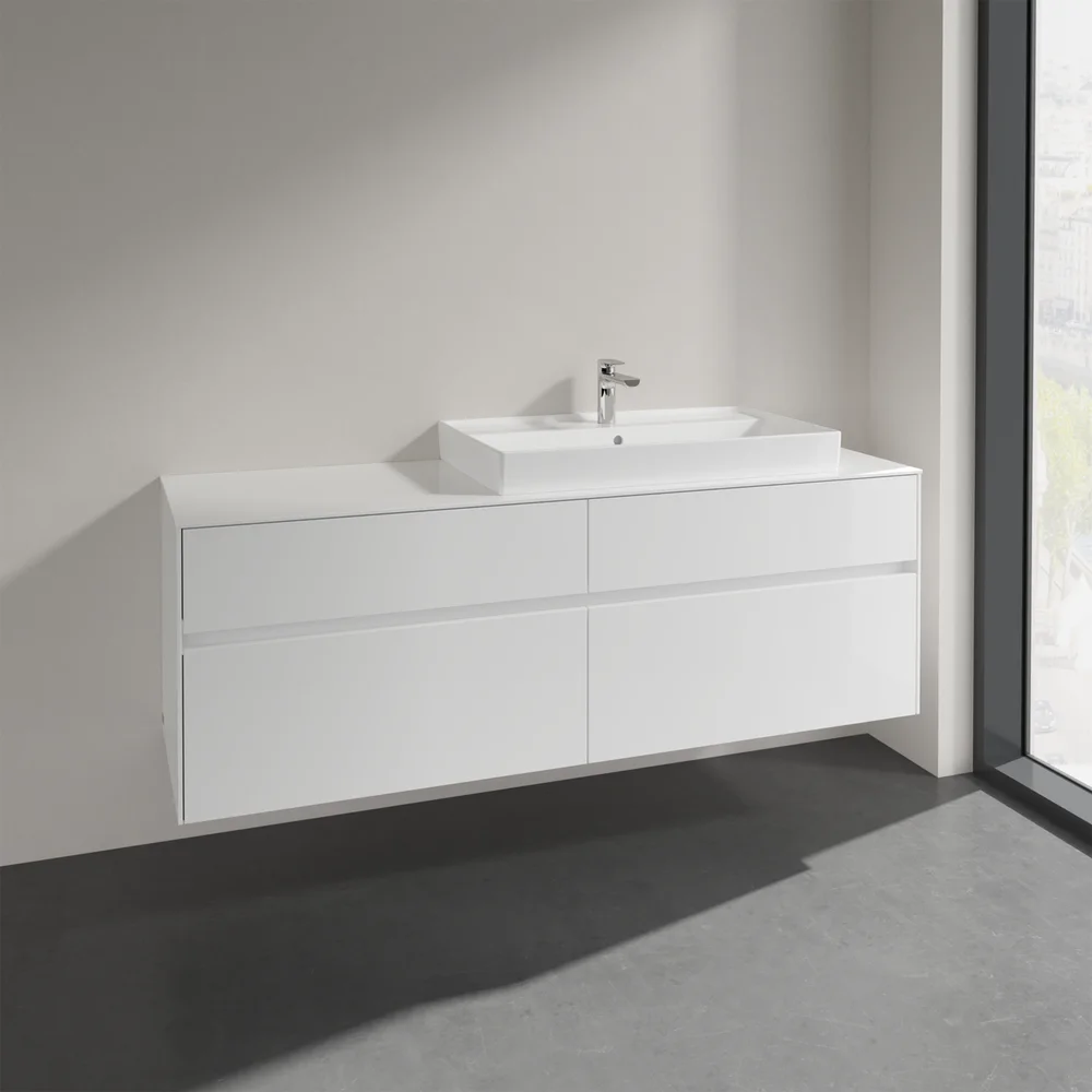 VILLEROY & BOCH COLLARO SERVANTSKAP 160 FOR SERVANT HØYRE 80 CM, 4 SKUFFER HVIT HØYGLANS v:6307623