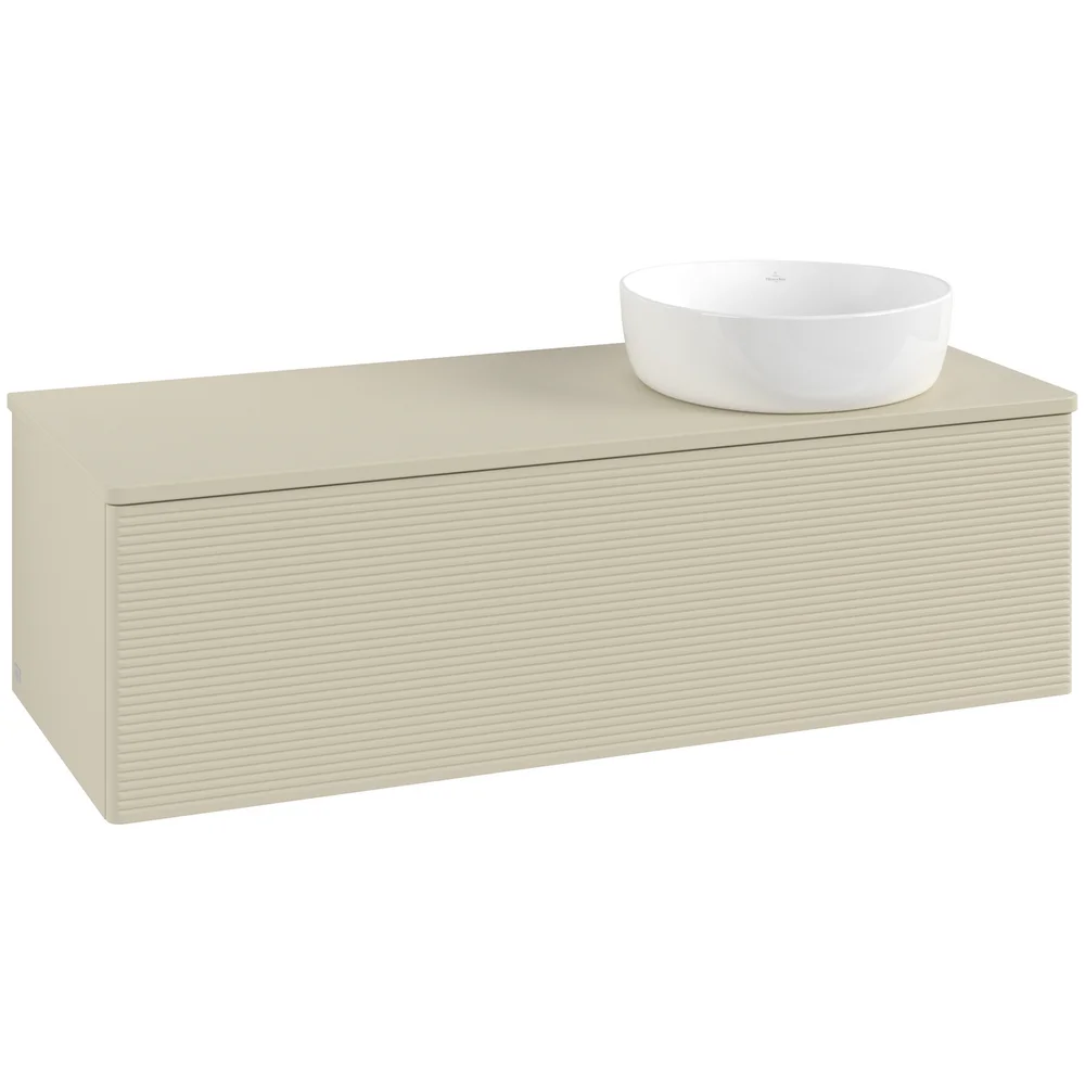 V&B ANTAO SERVANTSKAP 1 SKUFF RILLET 1200X360X500 HØYRE M/KRANHULL SILKEGRÅ v:6656004