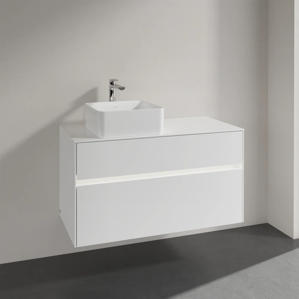 V&B COLLARO SERVANTSKAP 100 M/LYS FOR SERVANT VENSTRE M/2 SKUFFER HVIT HØYGLANS v:8708215