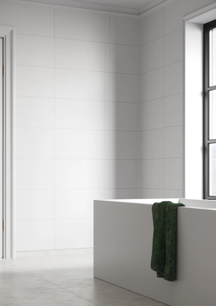Baderomsplate flis 60x30 cm white 10x620x2400 mm v:8027884