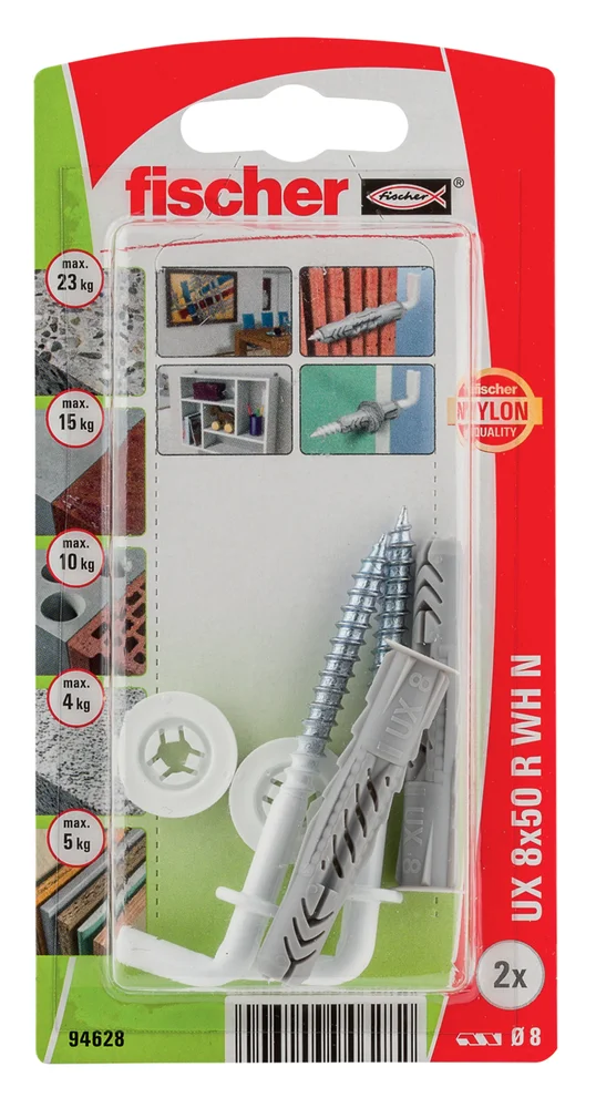 Universalplugg vinkel UX 8×50 mm R WH N 2 stk v:5148030 Universalplugg vinkel UX 8×50 mm R WH N 2 stk v:5148030