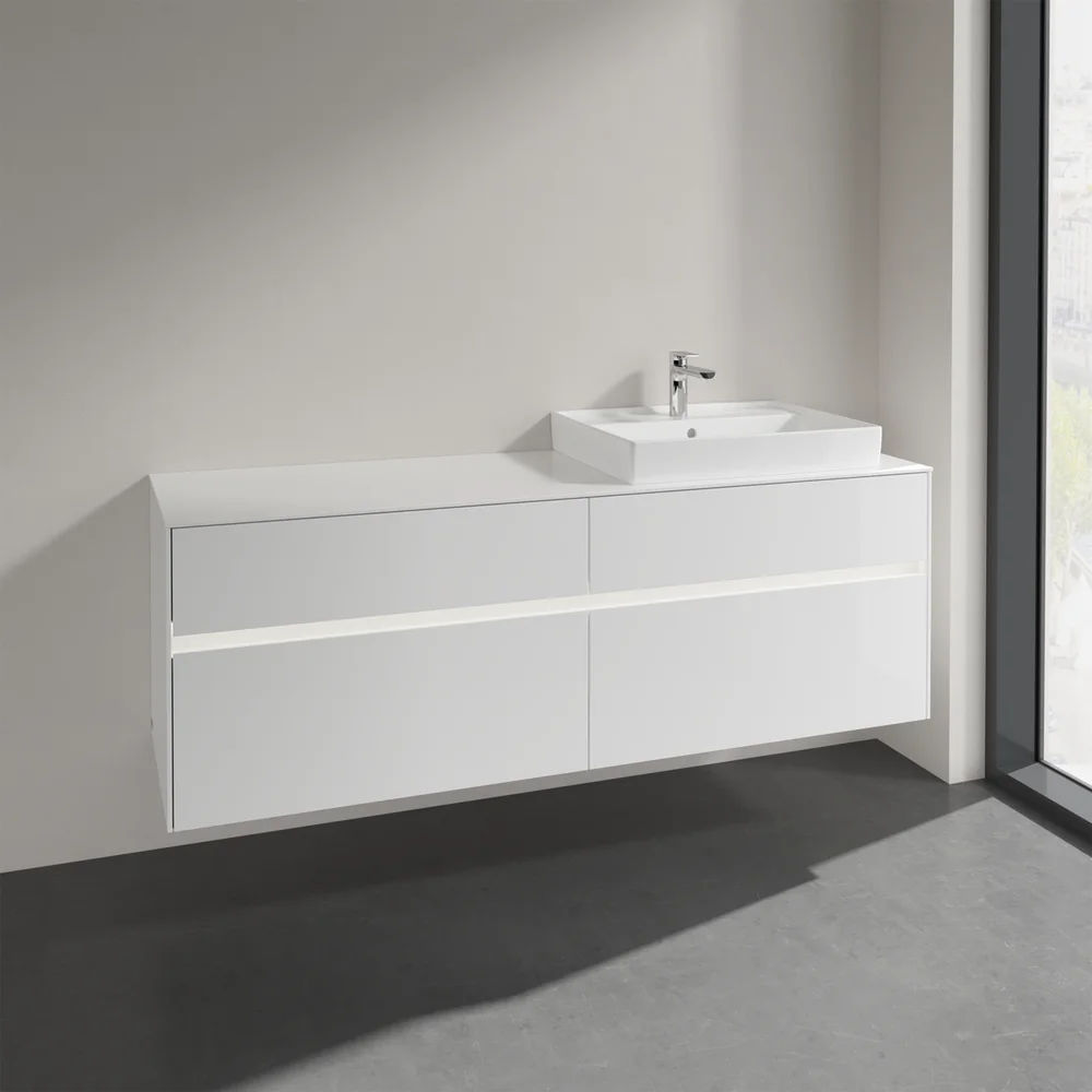 VILLEROY & BOCH COLLARO SERVANTSKAP 160 M/LYS FOR SERVANT HØYRE 60 CM M/4 SKUFFER HVIT HØYGLANS v:1083125