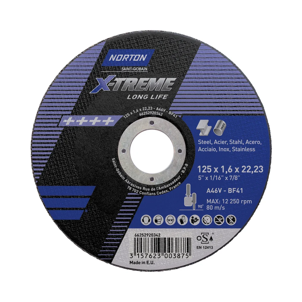 Kappeskive stål 125×1,6mm nx v:8677708 Kappeskive stål 125×1,6mm nx v:8677708