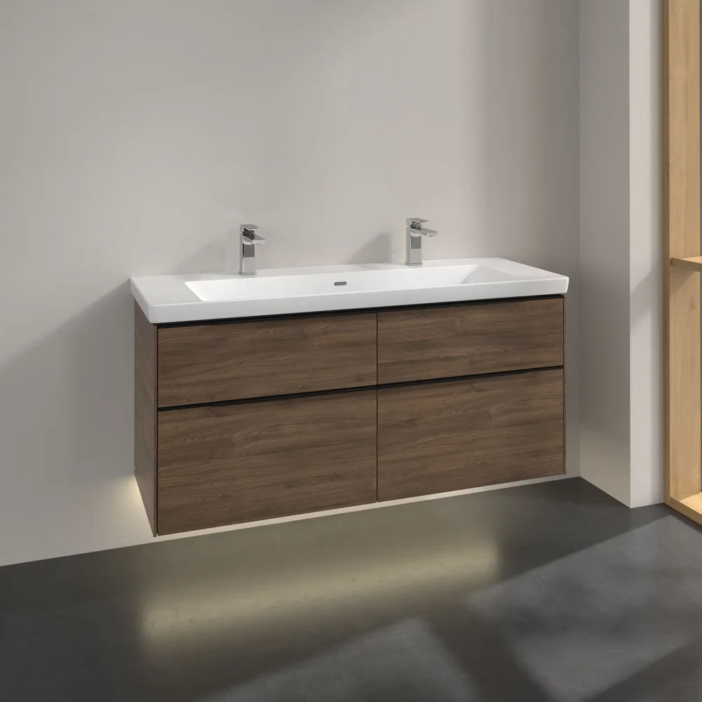 V&B SUBWAY 3.0 SERVANTSKAP 127X57 ARIZONA OAK M/LYS HÅNDTAK I VOLCANO BLACK v:7460540