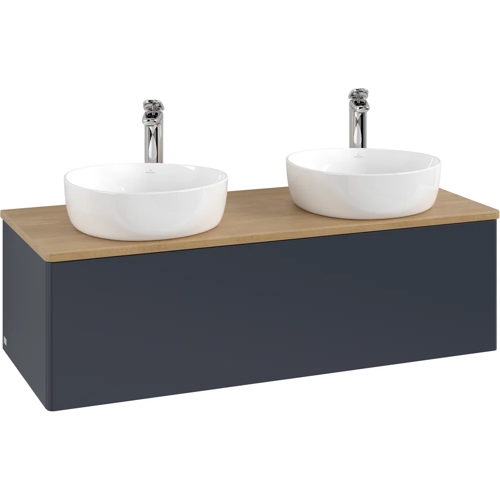 V&B ANTAO SERVANTSKAP 1 SKUFF GLATT 1200X360X500 FOR 2 SERV. M/KRANHULL M/LYS BLÅ/EIK v:9684474