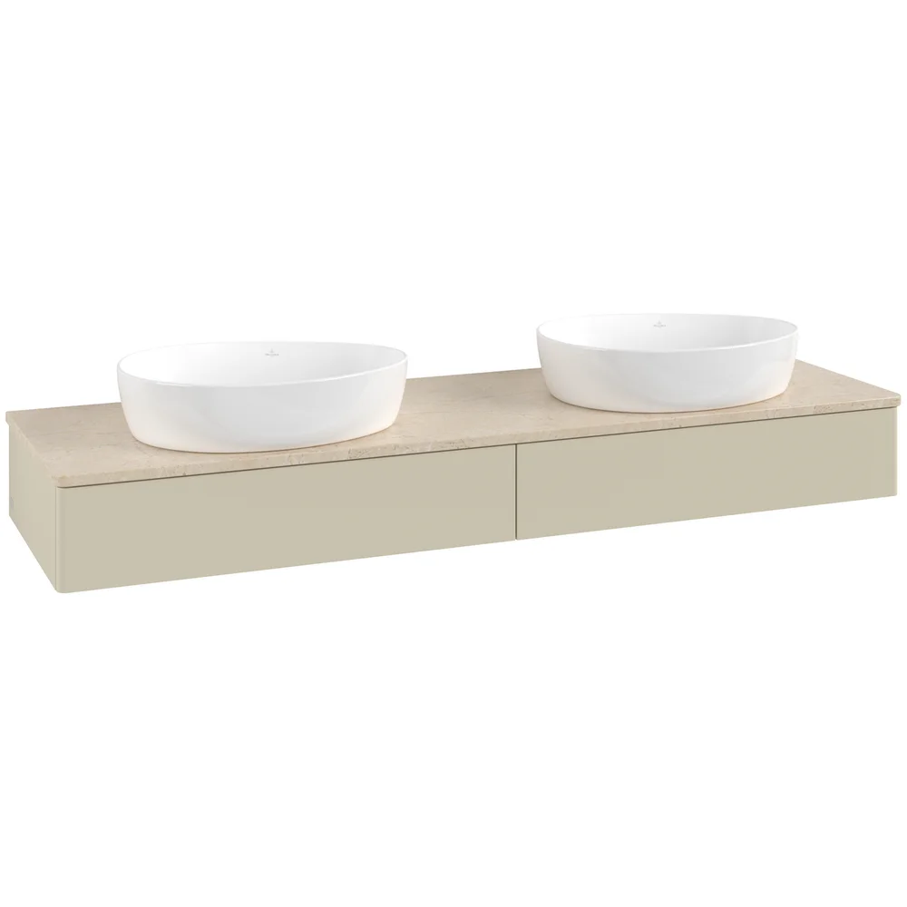 V&B ANTAO SERVANTSKAP 2 SKUFFER GLATT 1600X190X500 FOR 2 SERV. U/KRANHULL SILKEGRÅ/CRÉME v:8260033