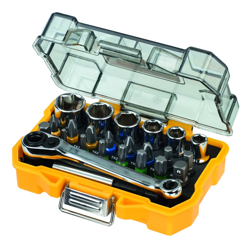 Bits- hylsesett 24stk dt71516 med skralle v:9736557 Bits- hylsesett 24stk dt71516 med skralle v:9736557