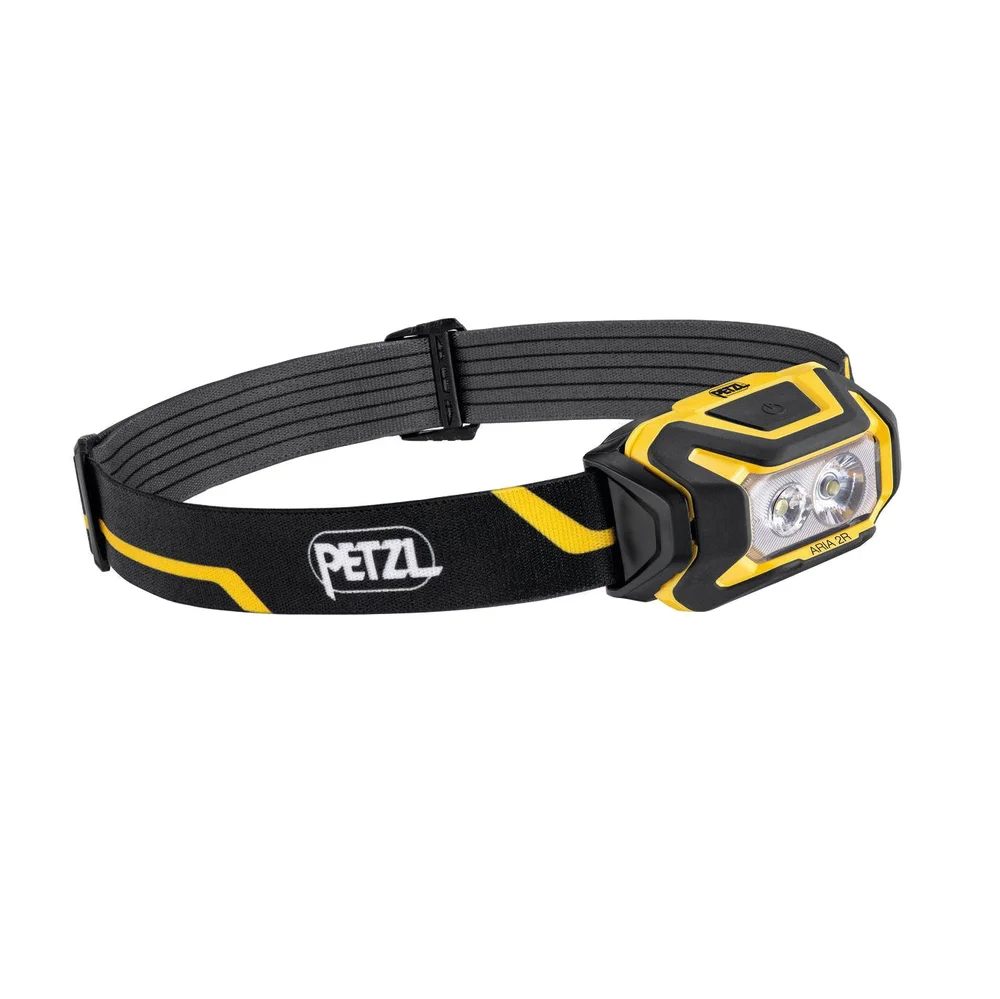 Petzl Hodelykt Aria 2R, Svart/gul, Oppladbar, inkl. batterier v:6530593