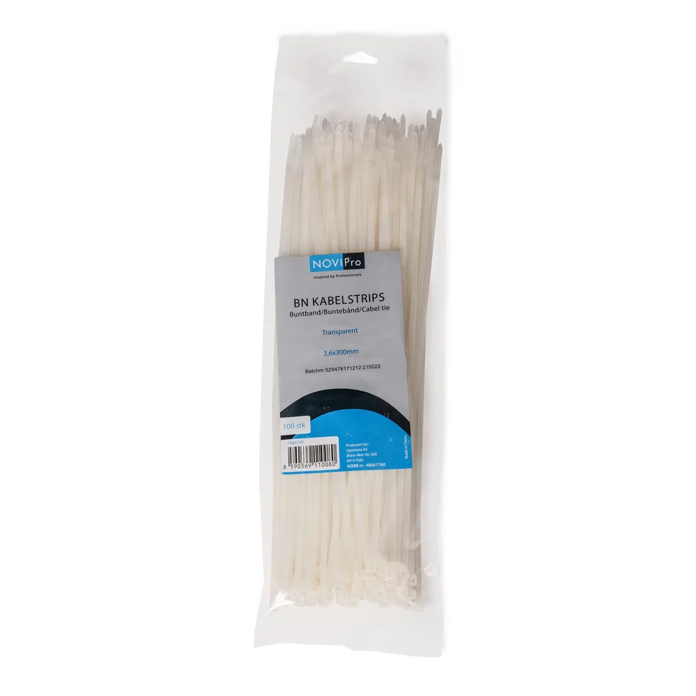 Kabelstrips bn 3,6x300 mm transparent novipro 100 stk v:4015529