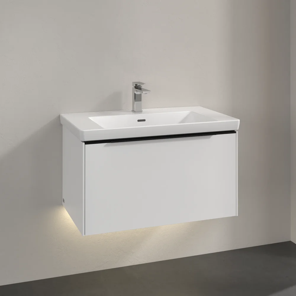 V&B SUBWAY 3.0 SERVANTSKAP 77X42 BRILLIANT WHITE M/LYS HÅNDTAK I VOLCANO BLACK v:2621516