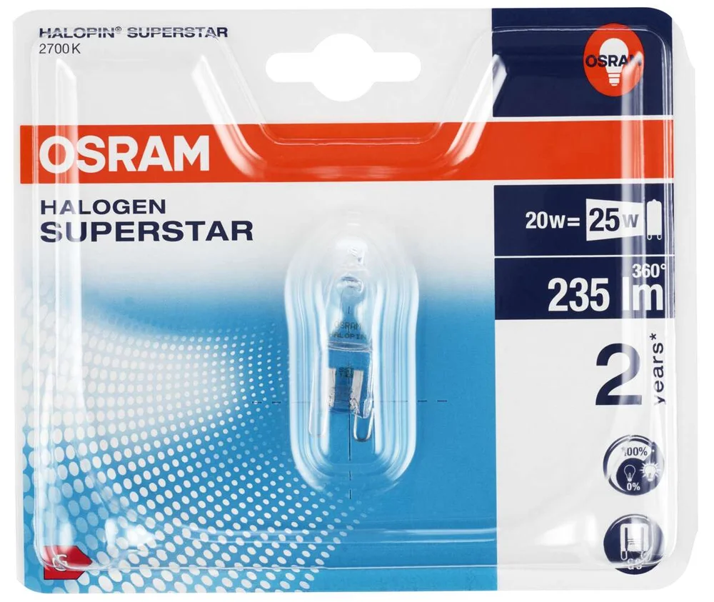 OSRAM halogenpære- halopin sst eco 20w 240v g9 v:6474806 OSRAM halogenpære- halopin sst eco 20w 240v g9 v:6474806