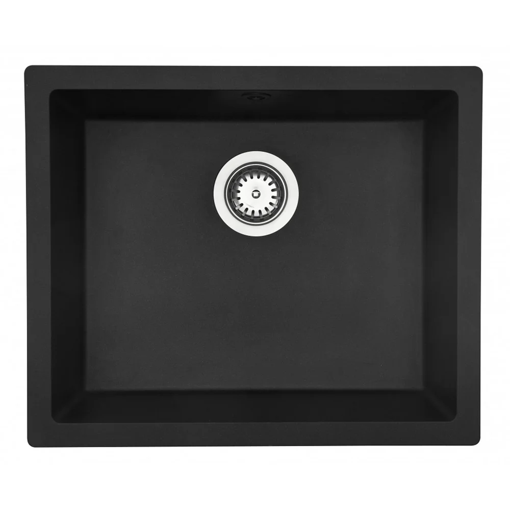 LAVABO JUPITER 600 KOMPOSITT KJØKKENVASK SORT M/KROM BUNNVENTIL v:6634274