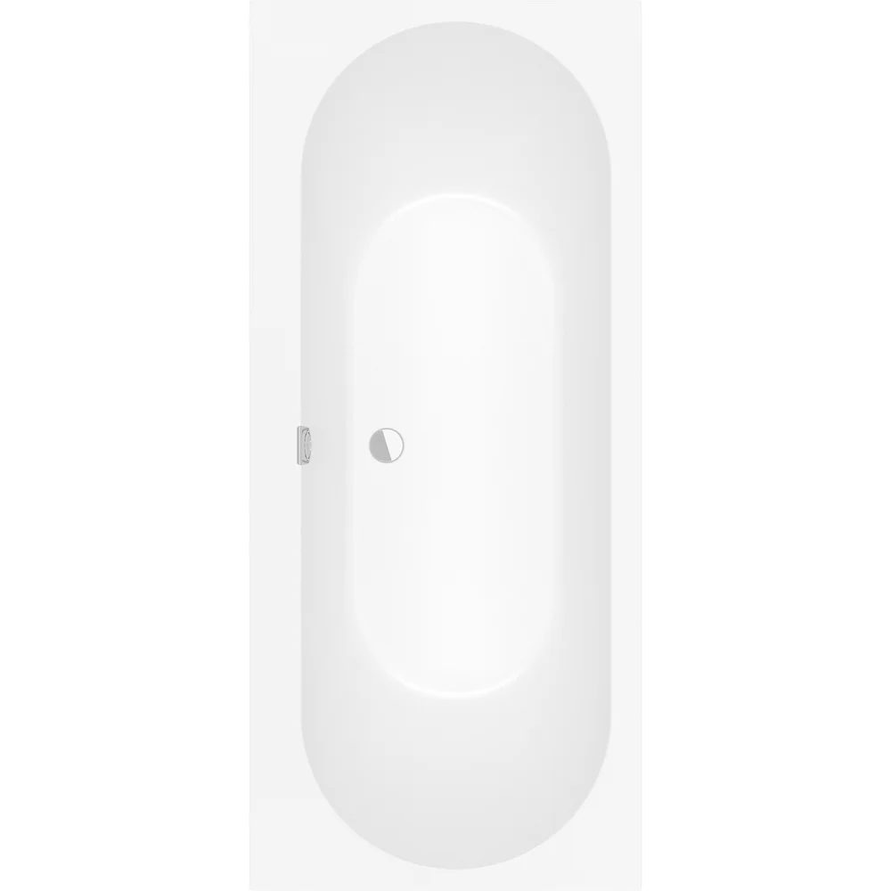 V&B OBERON 2.0 BADEKAR 170X75 FOR INNBYGGING STONE WHITE M/AVLØPSSETT I SORT/STONE WHITE v:1836186