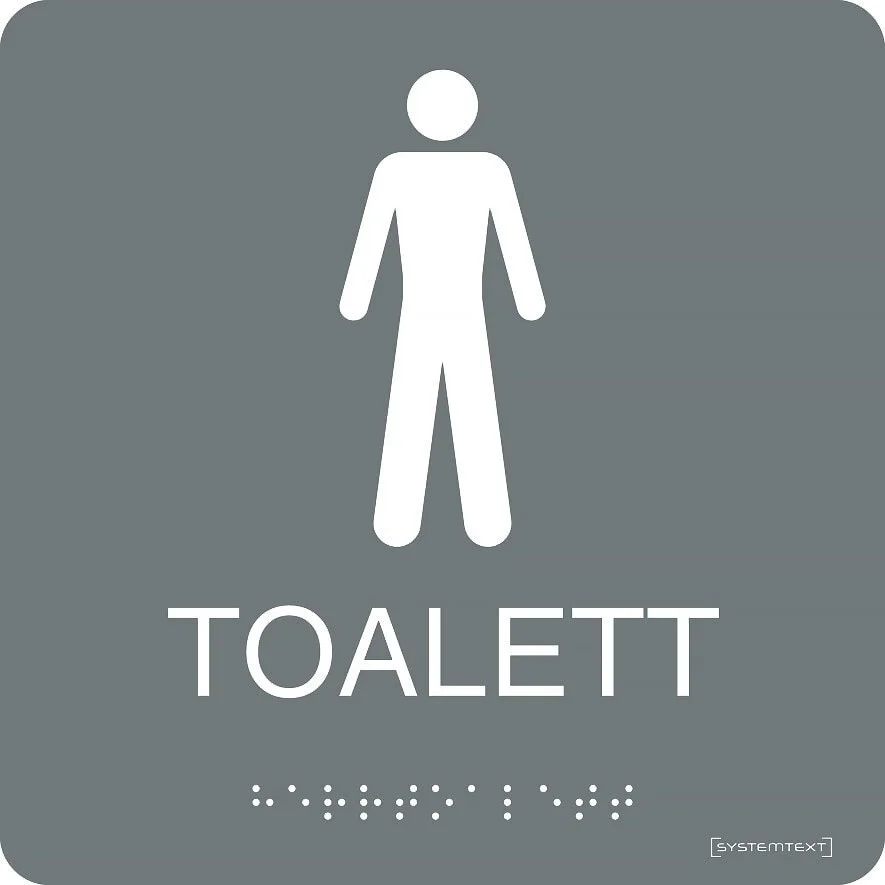 Systemtext Skilt taktil toalett herrer, 150 x 150 mm v:5674199