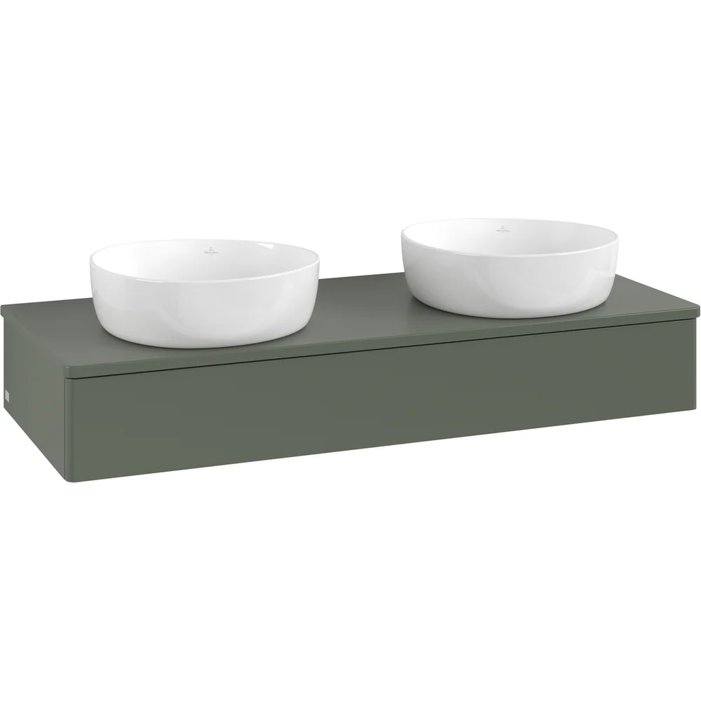 V&B ANTAO SERVANTSKAP 1 SKUFF GLATT 1200X190X500 FOR 2 SERV. U/KRANHULL M/LYS GRØNN v:7712922