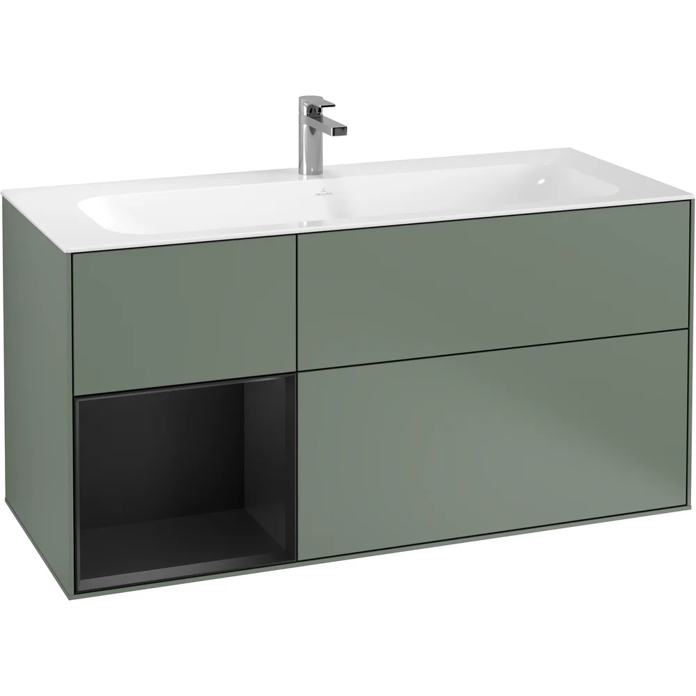 V&B FINION SERVANTSKAP 120 OLIVEN MATT LAKK EMOTION-LYS, VENSTRESTILT SVART MATT HYLLE v:9928551
