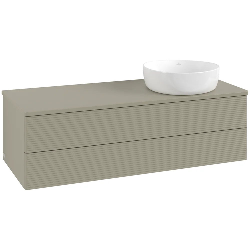 V&B ANTAO SERVANTSKAP 2 SKUFFER RILLET 1200X360X500 HØYRE M/KRANHULL STENGRÅ v:1717175