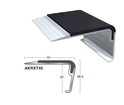 Trappenese aluminium uborret sort Xtragrip ilegg v:3720423