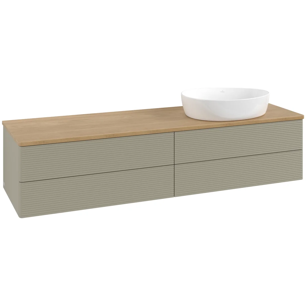 V&B ANTAO SERVANTSKAP 4 SKUFFER RILLET 1600X360X500 HØYRE U/KRANHULL STENGRÅ/EIK v:4212372