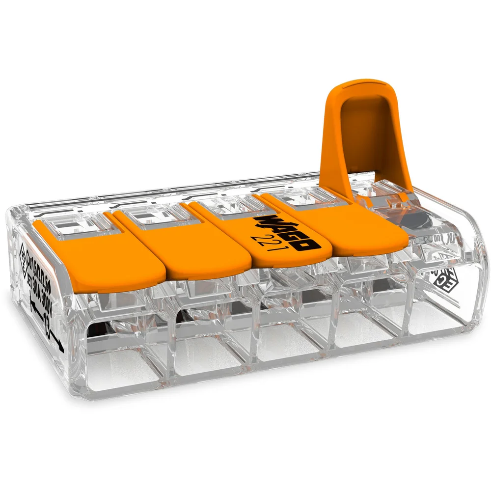 WAGO 221-615 5-LEDER KOBLINGSKLEMME TRANSPARENT 5 STK v:2466477