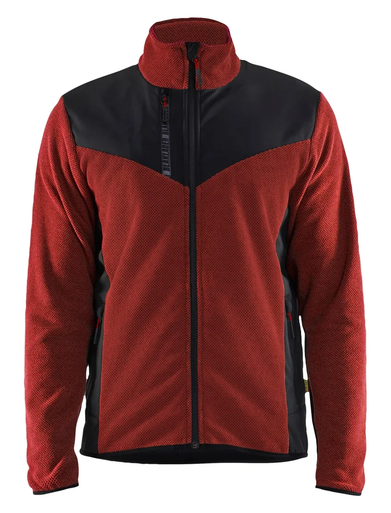 BLÅKLÄDER STRIKKEJAKKE M/SOFTSHELL 5942 RØD/SVART v:9337739
