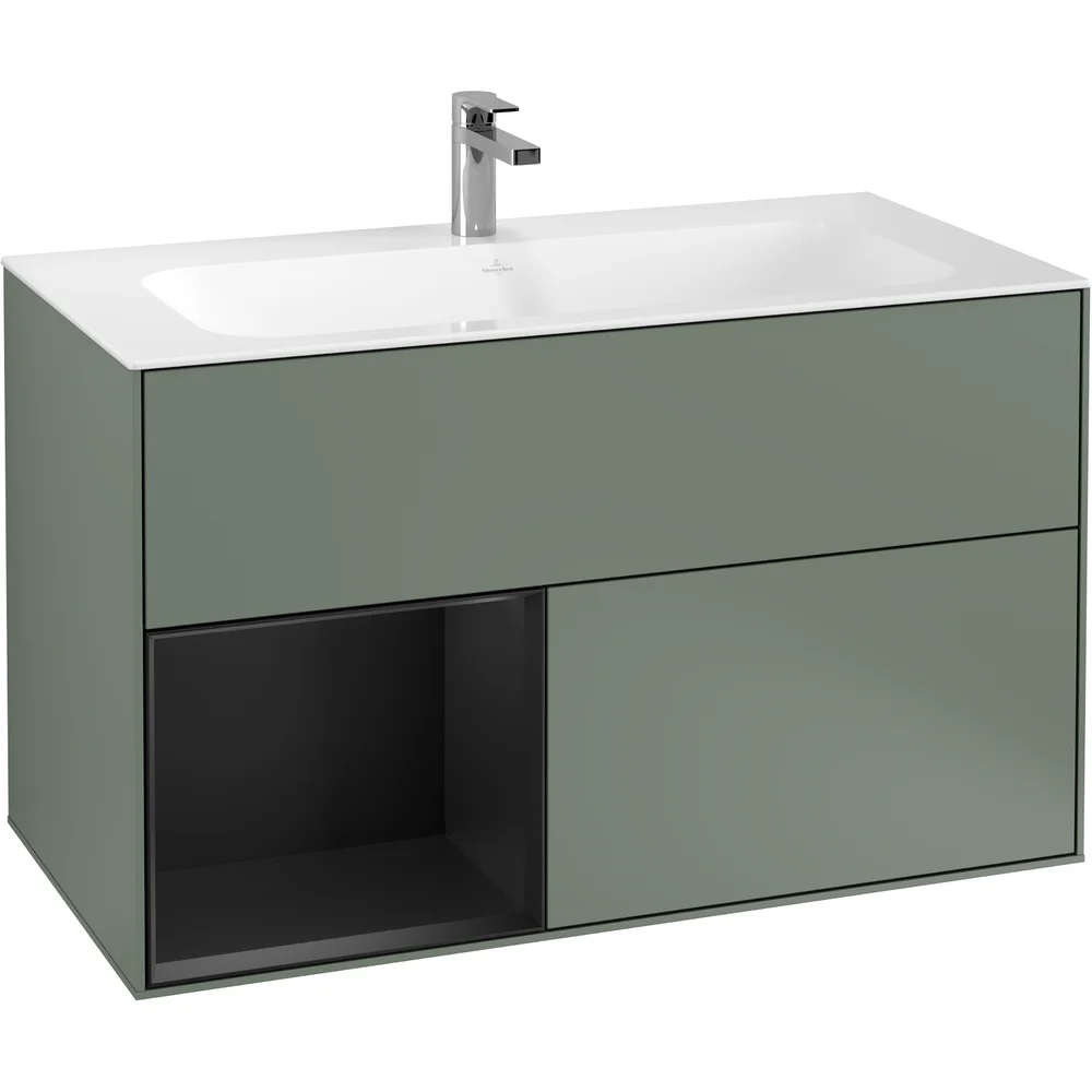 V&B FINION SERVANTSKAP 100 OLIVEN MATT LAKK M/LYS, VENSTRESTILT SVART MATT HYLLE v:9596326