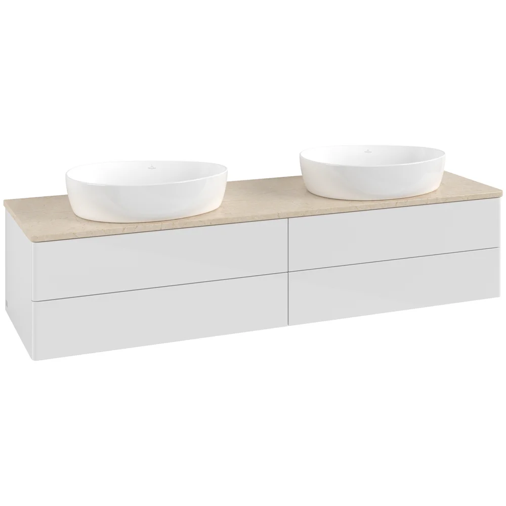 V&B ANTAO SERVANTSKAP 4 SKUFFER GLATT 1600X360X500 FOR 2 SERV. U/KRANHULL HVIT/CRÉME v:6104706