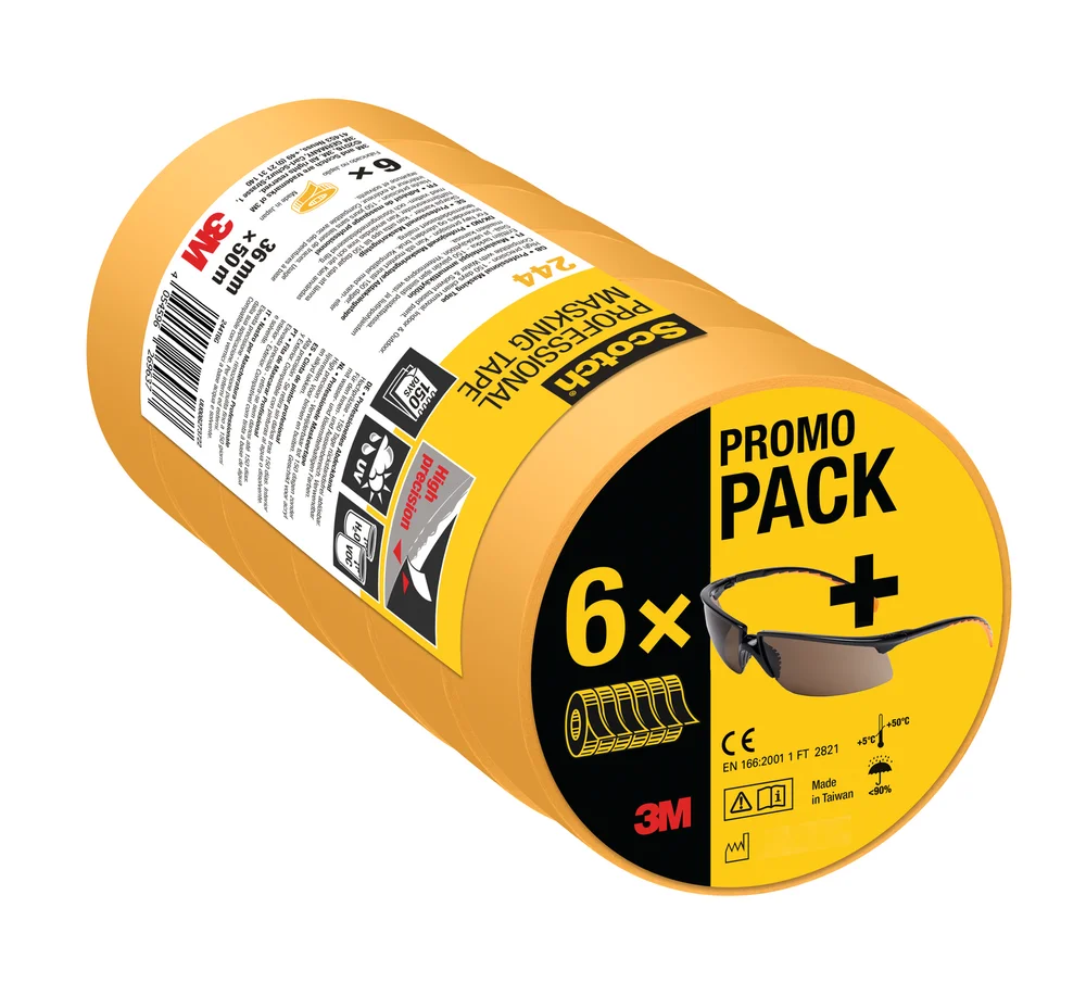Maskeringstape Promo pack 6x36mmx50m Gul – Scotch v:8380599 Maskeringstape Promo pack 6x36mmx50m Gul – Scotch v:8380599