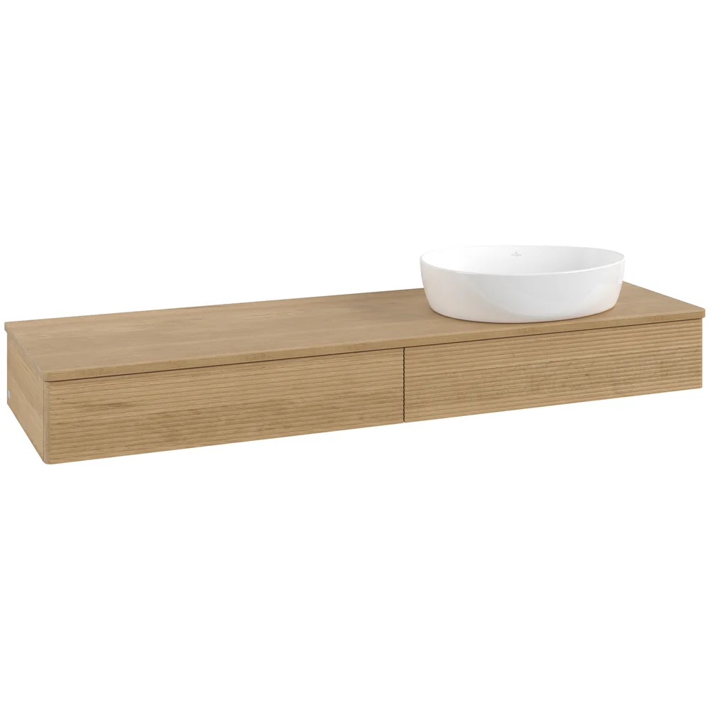 V&B ANTAO SERVANTSKAP 2 SKUFFER RILLET 1600X190X500 HØYRE U/KRANHULL EIK v:7736677